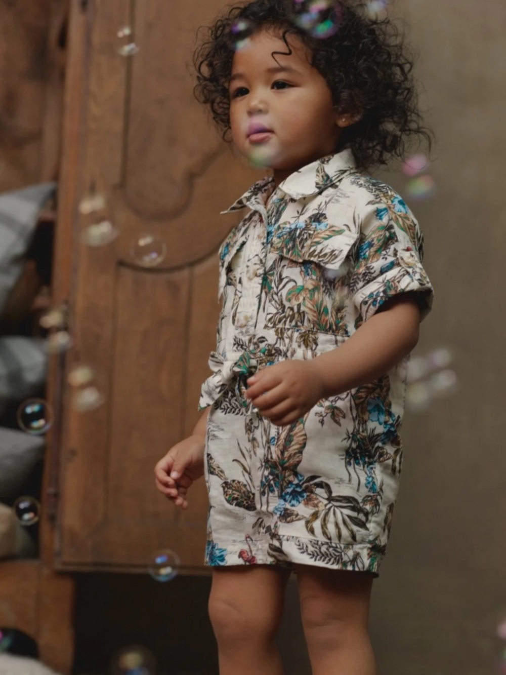 Banana Republic Baby Girl Tropical Linen Romper